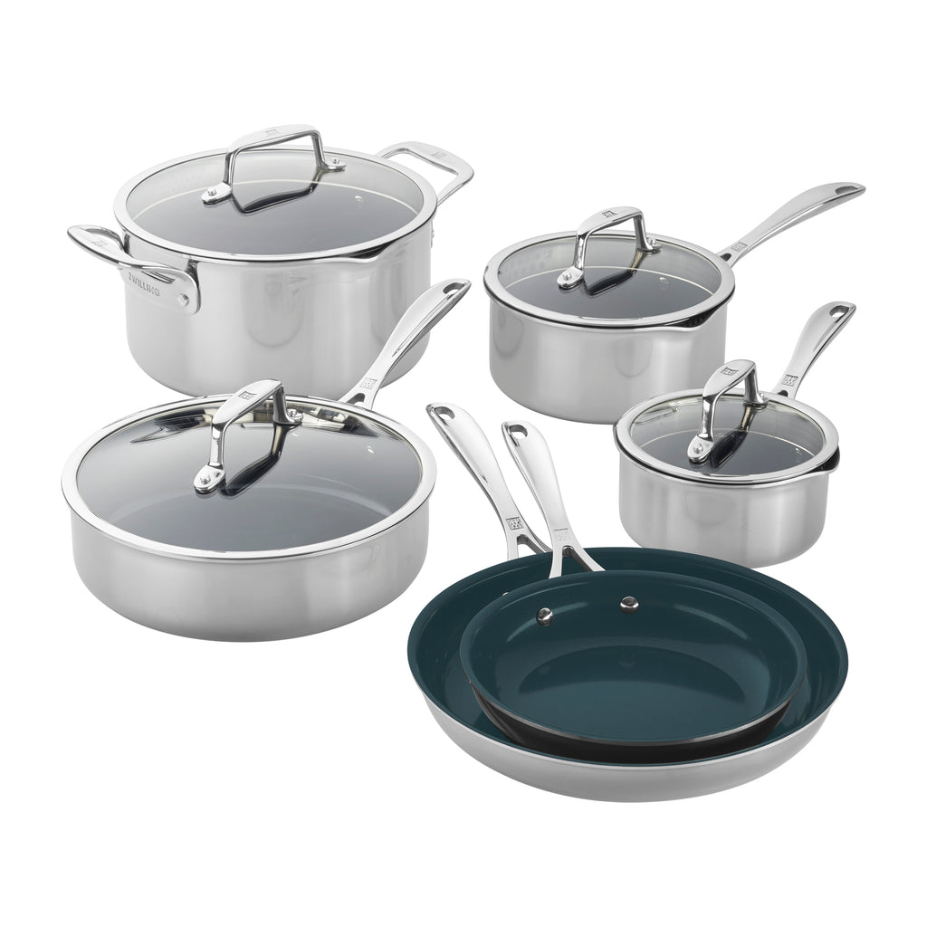 10-Piece Stainless Steel Ceramic Nonstick Cookware Set, Clad CFX