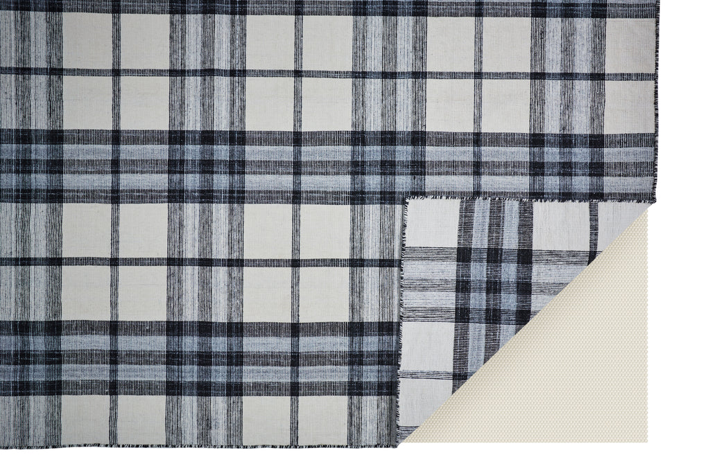 Crosby Transitional Plaid Ivory Blue Black Area Rug (2' x 3')