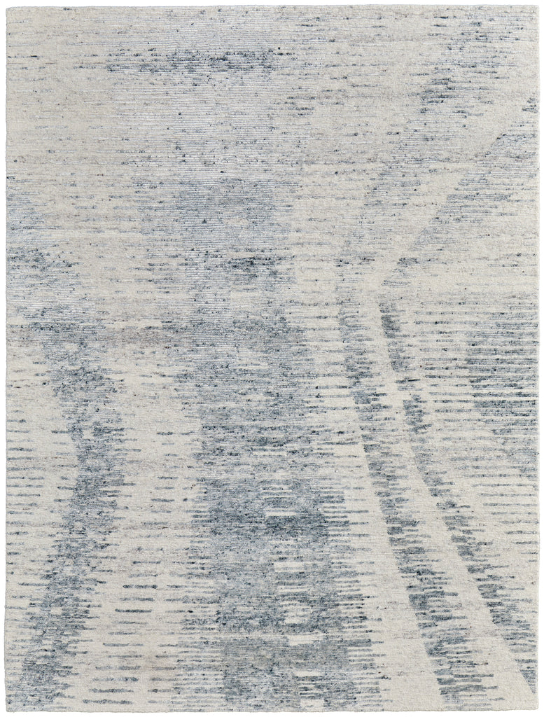 Brighton Modern Abstract Ivory Blue Gray Area Rug (2' x 3')