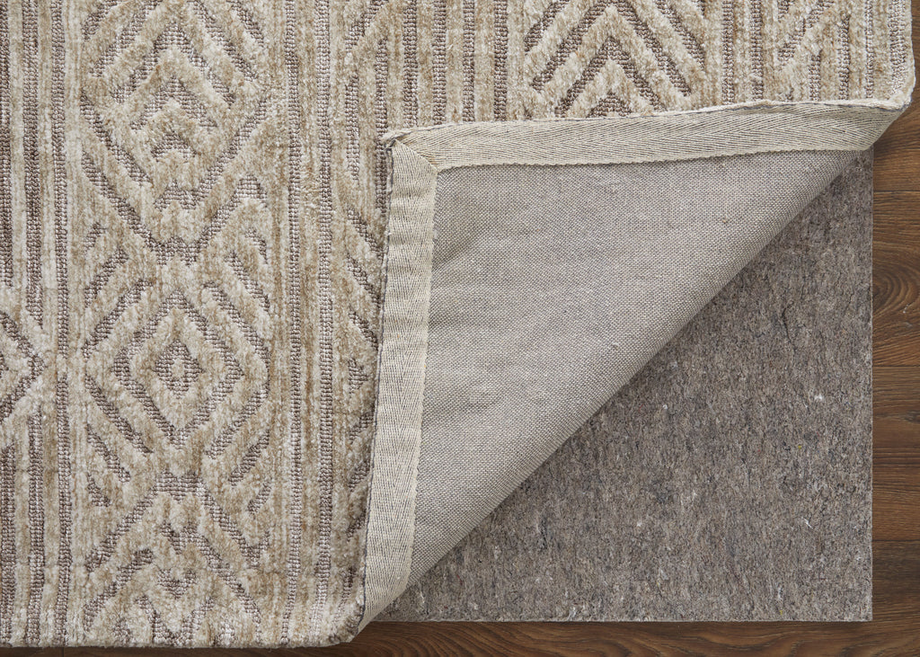 Colton Modern Geometric Tan Ivory Brown Area Rug (9'6" x 13'6")