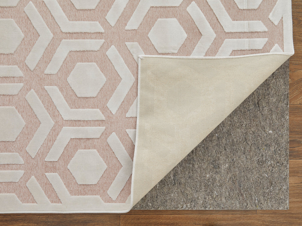 Saphir Mira Modern Geometric Pink White Area Rug (1'9" x 2'10" / Pattern 1)