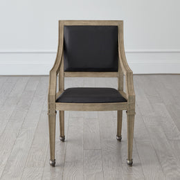 Seine Arm Dining Chair : Seine Arm Dining Chair (Grey with Black Leather)