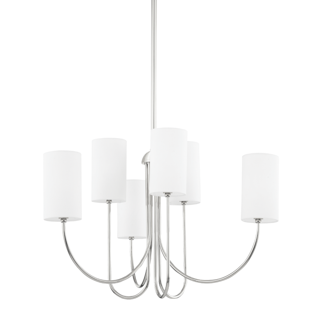 Harlem 6 Light Chandelier - Polished Nickel