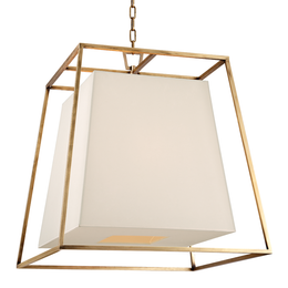 Kyle Chandelier White Shade  - Aged Brass