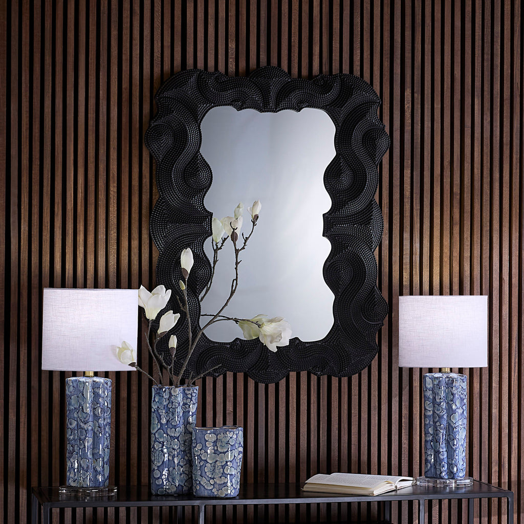 Baroque Resin Wall Mirror, Black