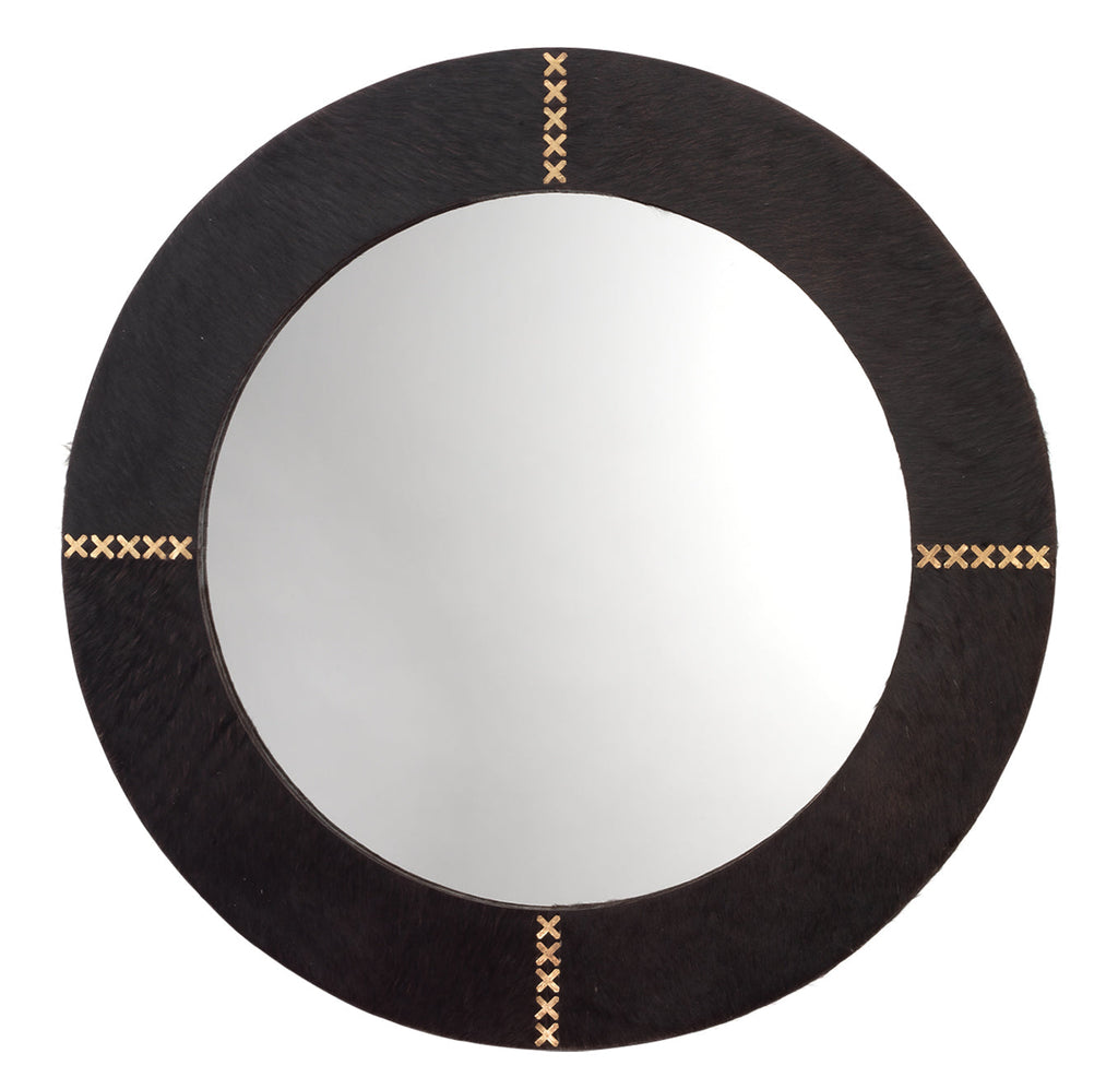 Round Cross Stitch Mirror-Espresso