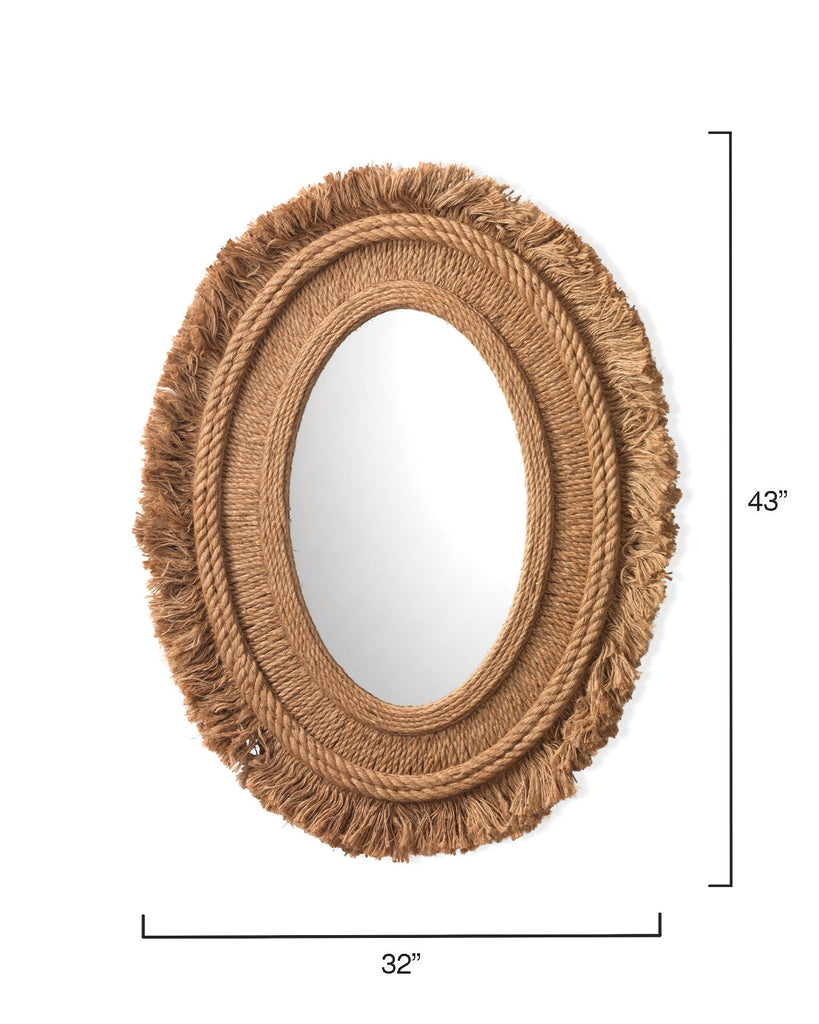 Fringe Oval Mirror-Natural