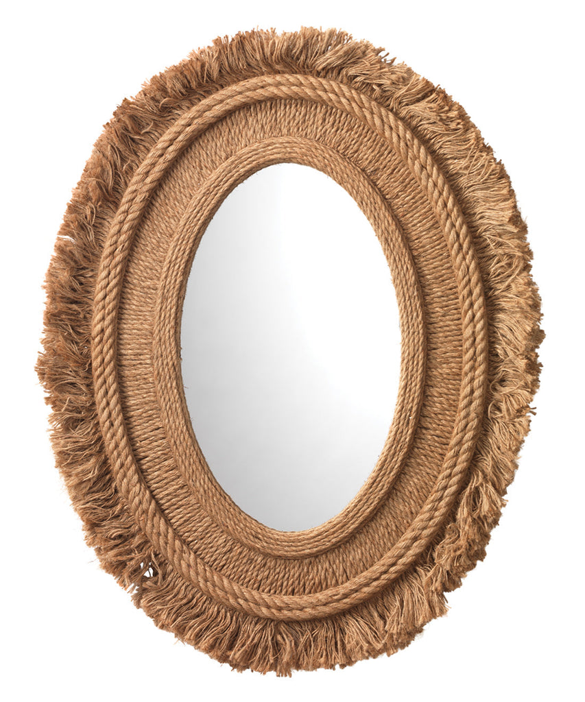 Fringe Oval Mirror-Natural