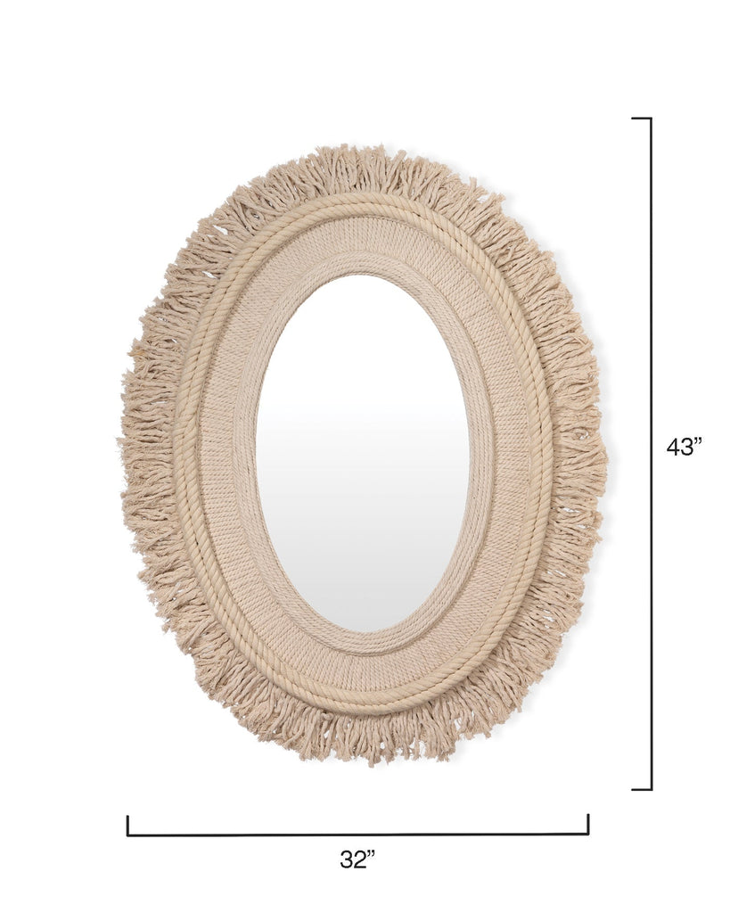 Fringe Oval Mirror-Off White