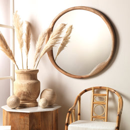 Organic Round Mirror-Natural