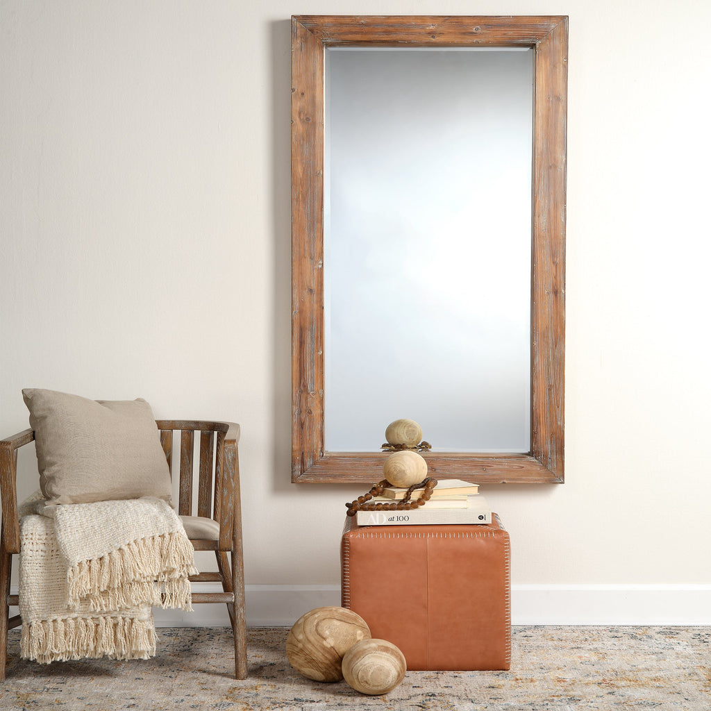 Reclaimed Rectangle Floor Mirror-Grey