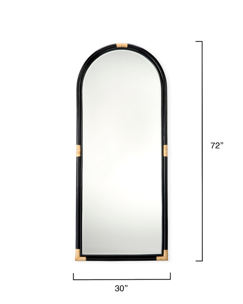 Saltwater Rattan Floor Mirror, Black