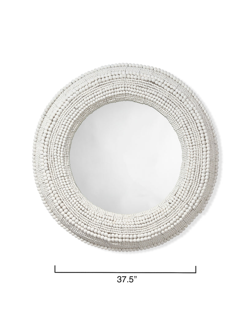 Strand Wood Beaded Round Wall Mirror