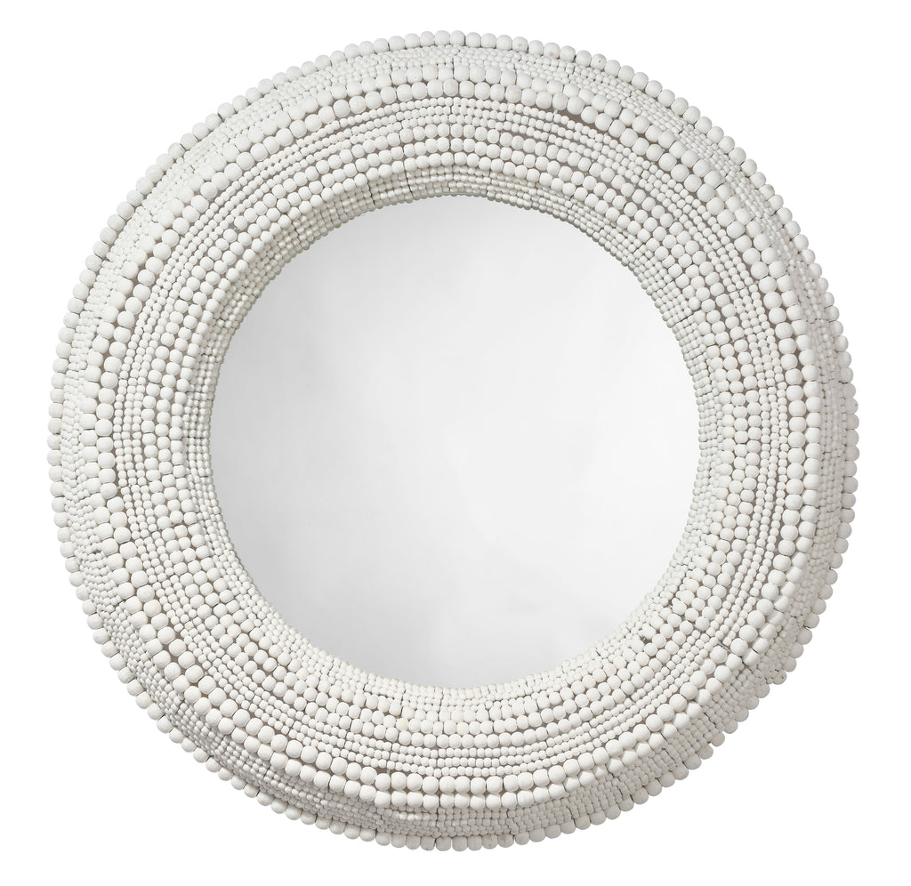 Strand Wood Beaded Round Wall Mirror