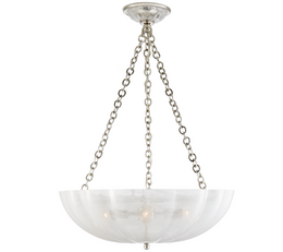 Rosehill Large Chandelier, Polished Nickel With White Glass