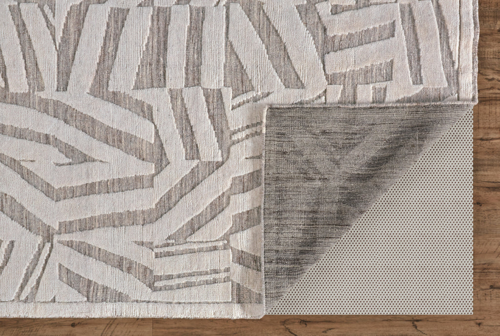 Norah Modern Geometric Ivory Gray Area Rug (2' x 3')