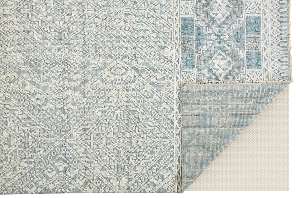 Payton Transitional Diamond Ivory Blue Gray Area Rug (7'9" x 9'9")