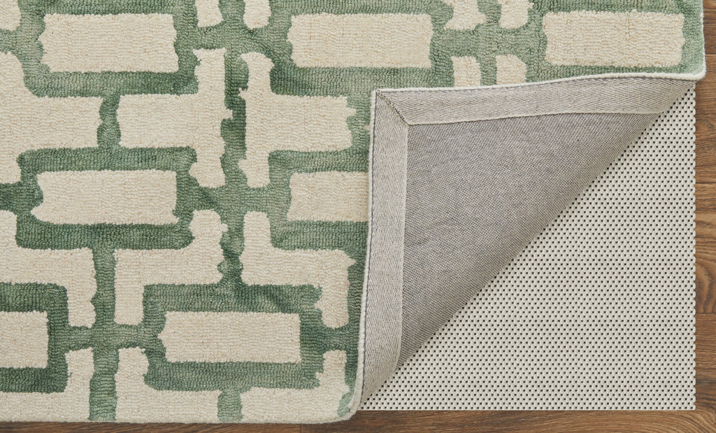 Lorrain Modern Geometric Ivory Green Area Rug (3'6" x 5'6")