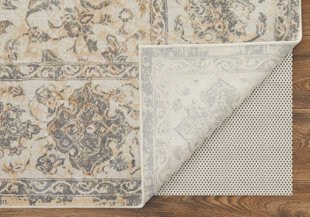 Celene Traditional Bordered Ivory Tan Gray Area Rug (2'6" x 8')