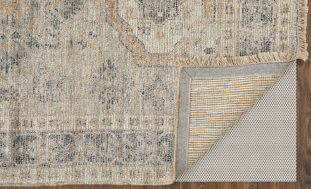 Caldwell Transitional Medallion Tan Gray Gold Area Rug (3'6" x 5'6")