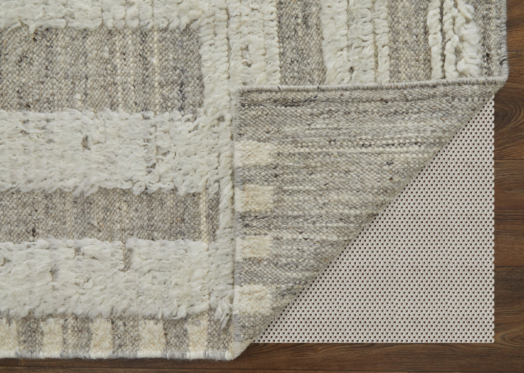 Ashby Transitional Geometric Gray Ivory Area Rug (7'9" x 9'9")