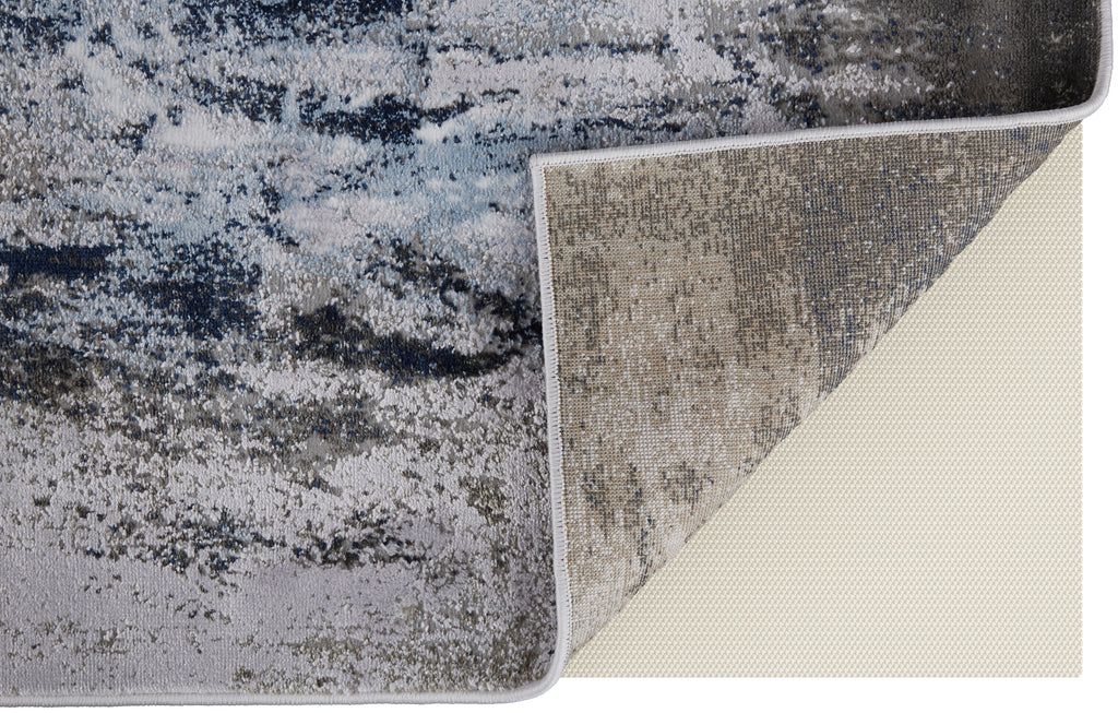 Gaspar Modern Abstract Blue Gray White Area Rug (2'10" x 8' / Pattern 1)