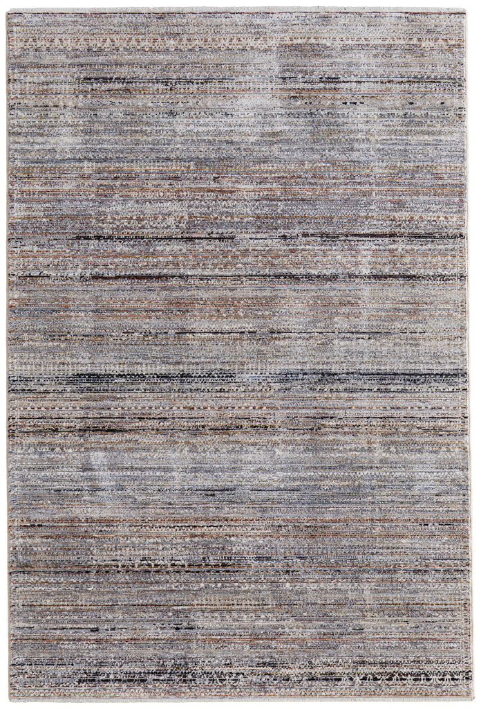 Caprio Transitional Distressed Ivory Gray Black Area Rug (2' x 3'4")