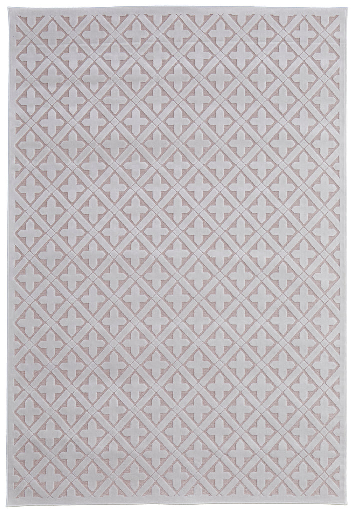 Saphir Mira Modern Geometric Pink White Area Rug (9'8" x 12'7" / Pattern 2)