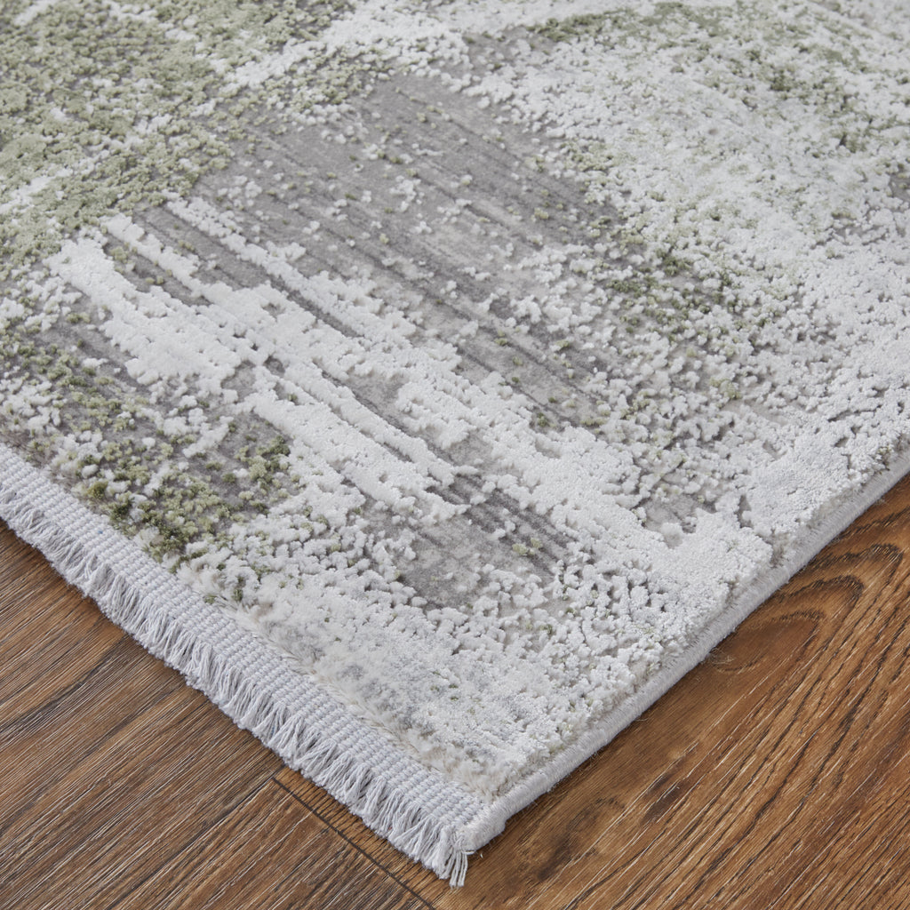 Cadiz Modern Ikat Gray Green Silver Area Rug (2'2" x 3'2")