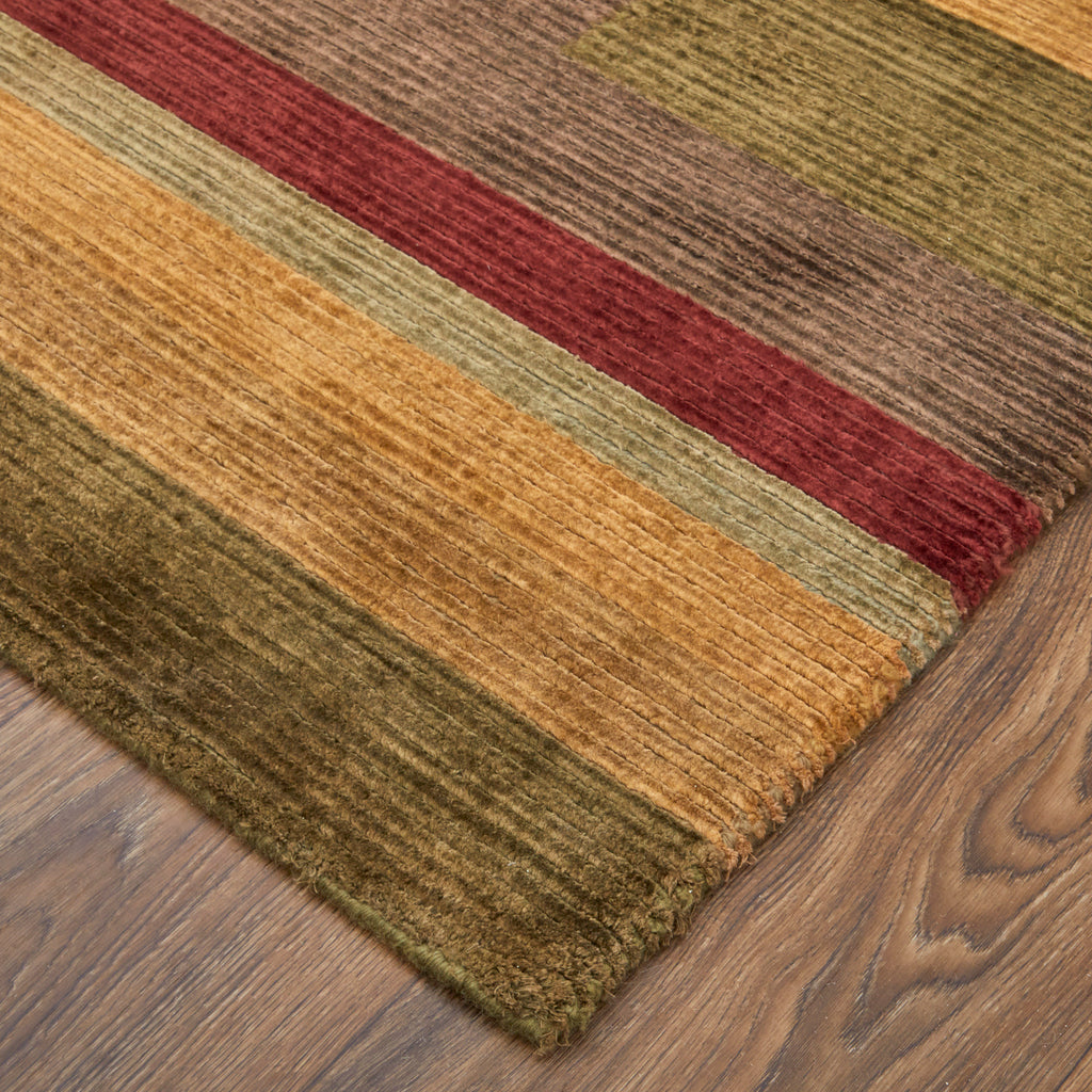 Keystone Modern Stripes Brown Green Red Area Rug (4' x 6')