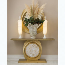 Opera Fluted Console, Brass with Quartz Insert