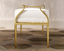 Genevieve Muslin Gold Ottoman