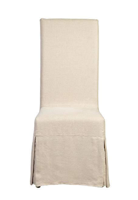 Linen Floor Length Slip Covered Parsons Chair