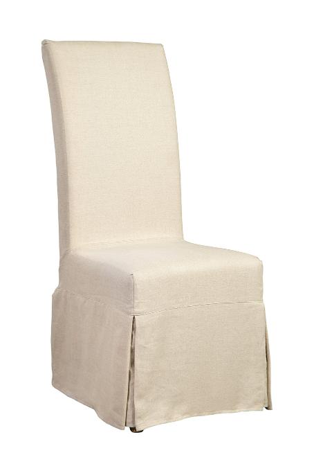 Linen Floor Length Slip Covered Parsons Chair