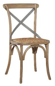 Bentwood Side Chair, Oak, Metal and Woven Rattan