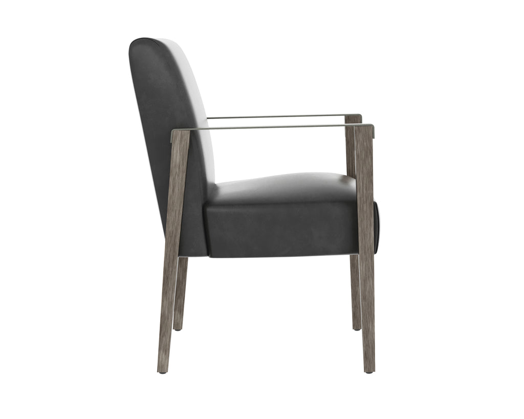 Earl Dining Armchair - Ash Grey - Brentwood Charcoal Leather