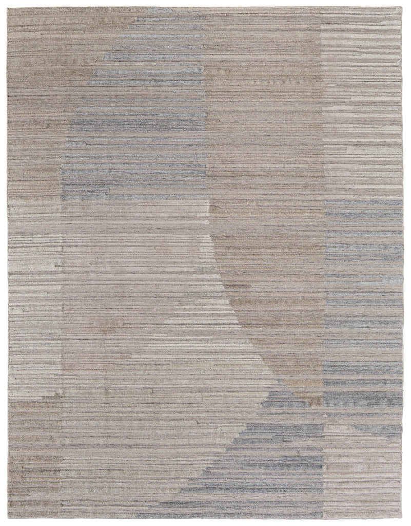 Elias Modern Abstract Brown Blue Tan Area Rug (8' x 10')