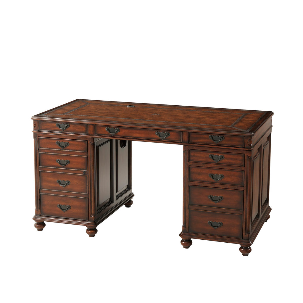 Edwardian Gentleman's Pedestal Desk