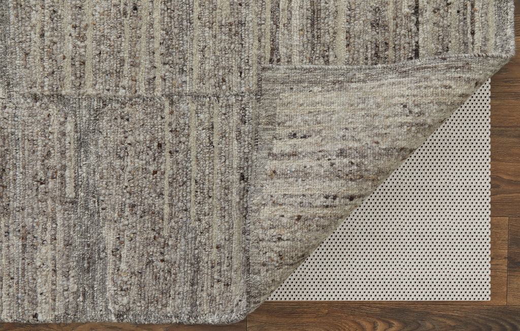 Navaro Modern Abstract Gray Ivory Taupe Area Rug (8'6" x 11'6")