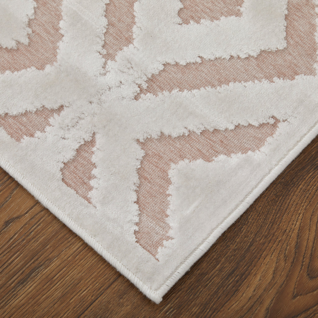 Saphir Mira Modern Solid Pink White Area Rug (9'8" x 12'7")