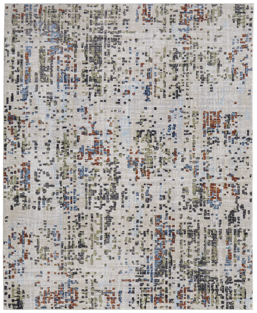 Sonora Modern Abstract Ivory Green Blue Area Rug (5' x 7'6")