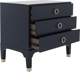 Lorna 3 Drawer Contemporary Night Stand, Black