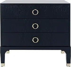 Lorna 3 Drawer Contemporary Night Stand, Black