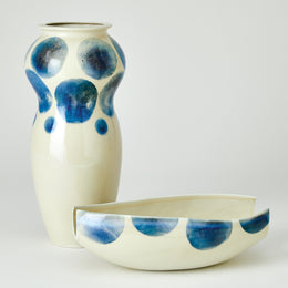 Spots Vase, White with Blue Spots