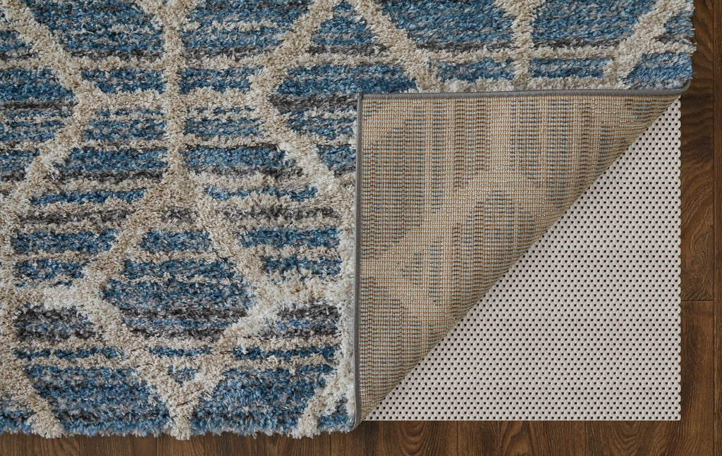 Mynka Transitional Diamond Blue Ivory Area Rug (9' x 12')