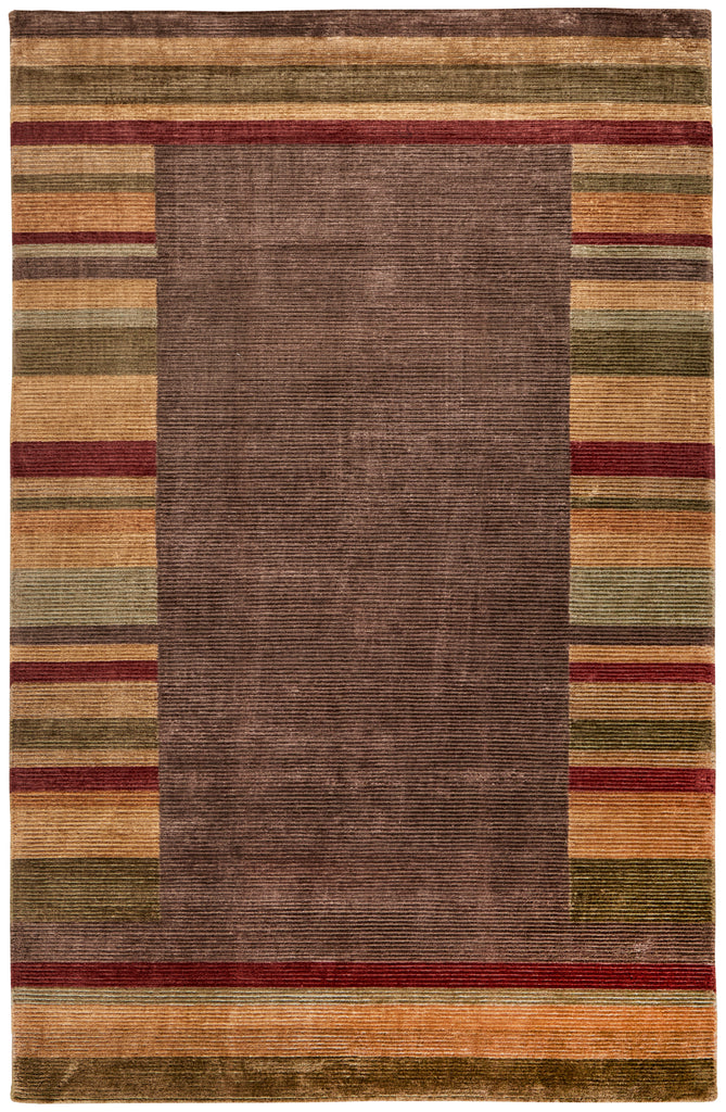 Keystone Modern Stripes Brown Green Red Area Rug (5'6" x 8'6")