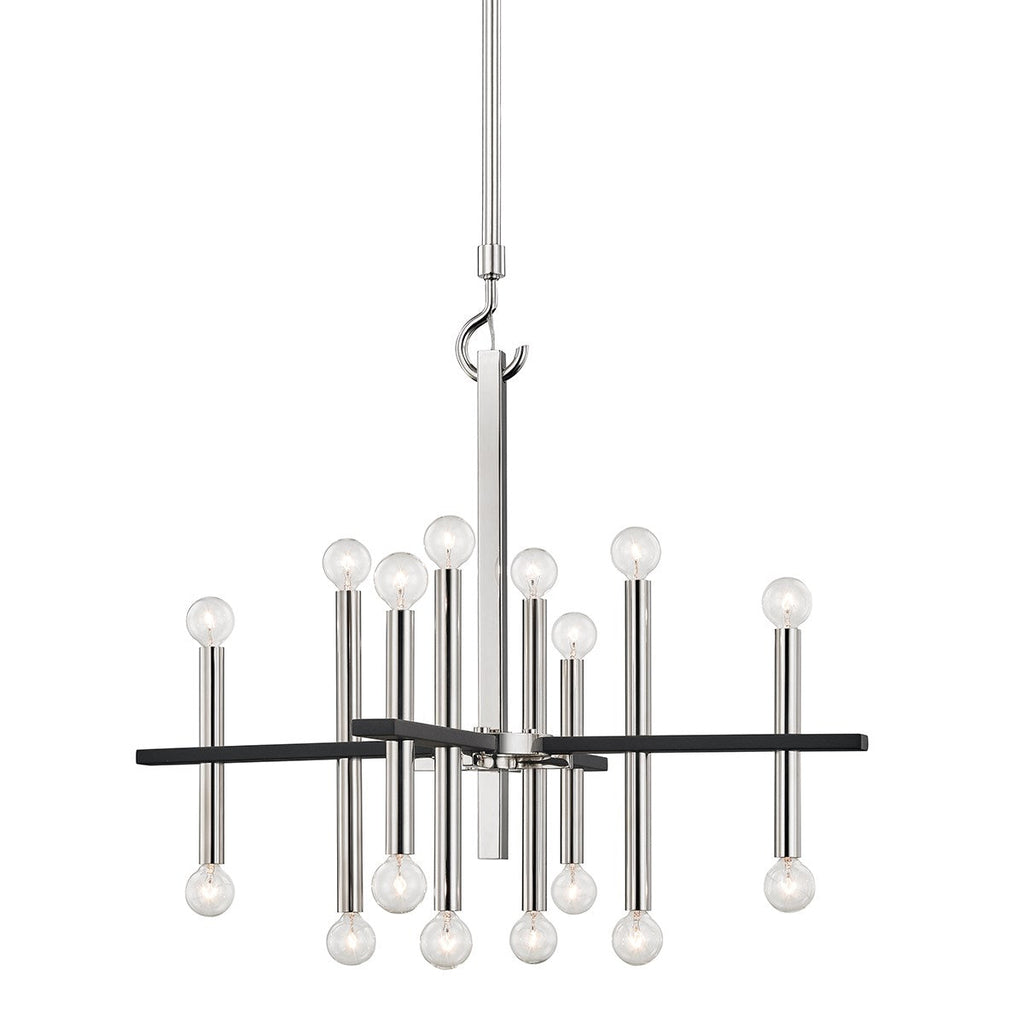 Colette Chandelier 27" - Polished Nickel/Dusk Black