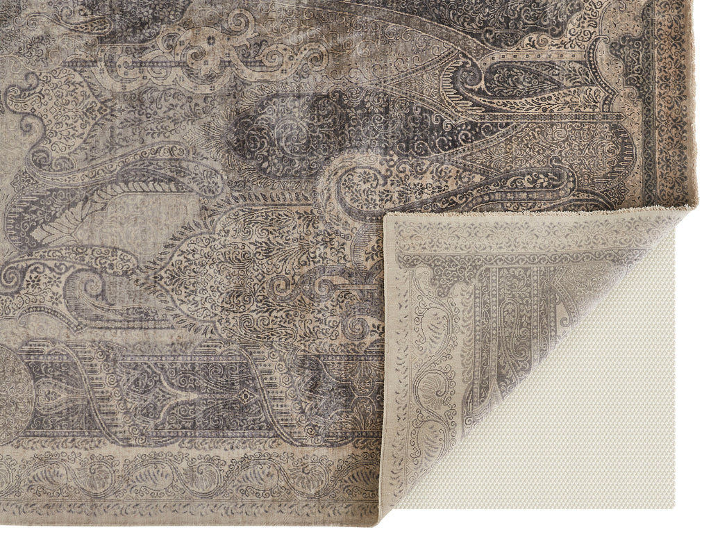 Ouray Traditional Damask Taupe Gray Area Rug (8'6" x 11'6")