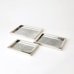 Set of 3, Stepped Nesting Trays, Nickel