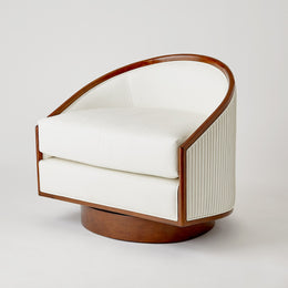 Swivel Chair, White Leather